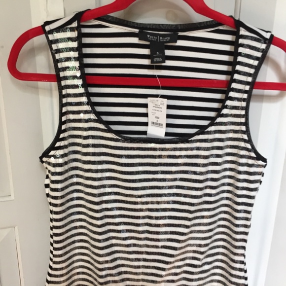 White House Black Market Striped Sequin Tank Top~ NWT - Picture 3 of 16